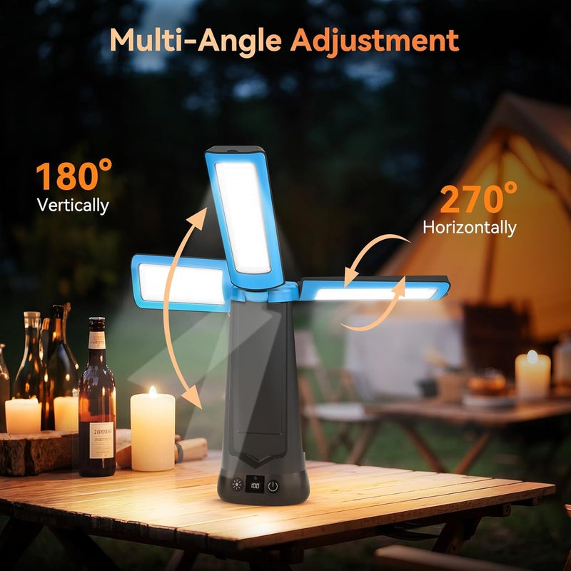 Dimgogo Rechargeable Camping Light with Stand 7ft Max Height, 15000mAh Portable Cordless LED Work Light, 5500 Lumen 6500/4500/3500K Dimmable Emergency Flashlight with Detachable Tripod, Blue - Image 3